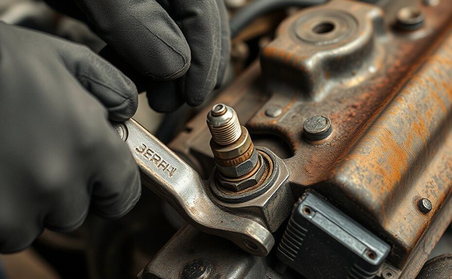 loosen stuck spark plug