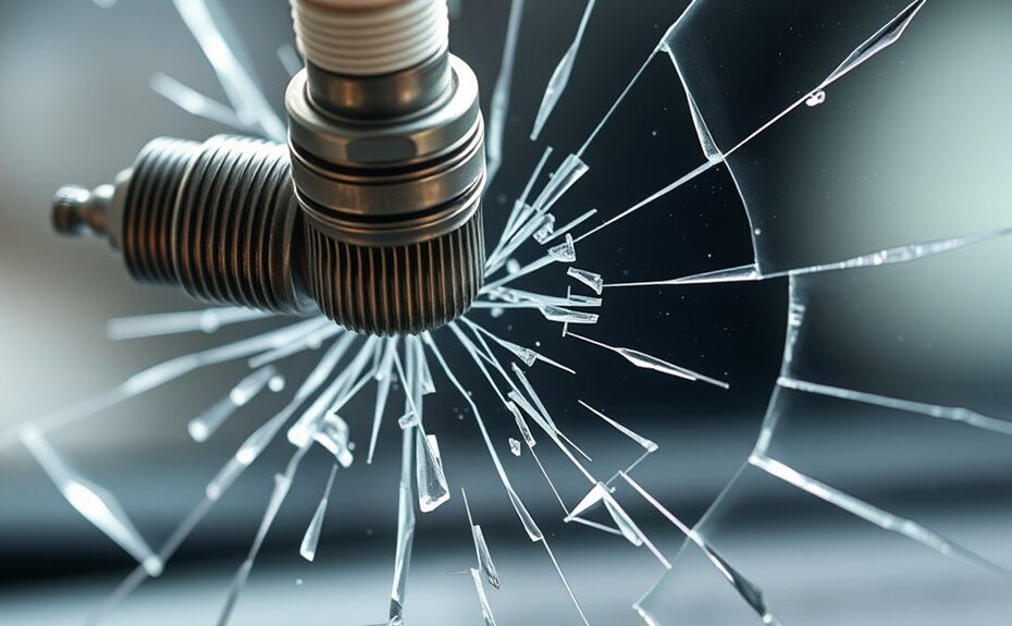 spark plug shatters glass