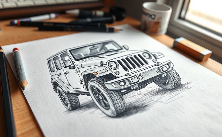 step by step jeep drawing