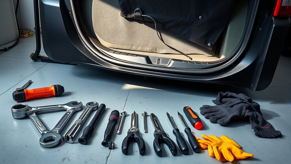 tools and materials for removing rear hatch door